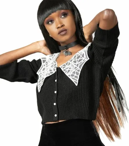 Women's sweater KILLSTAR - Clarita Chlo Cardigan - Black - KSRA008298  -  Metalshop.us