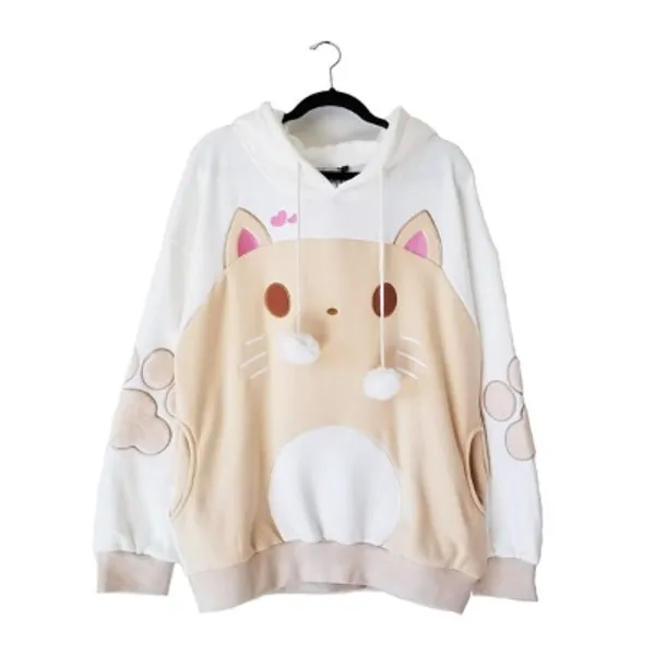 CAT-ramel Plush Hoodie with Cat Ears