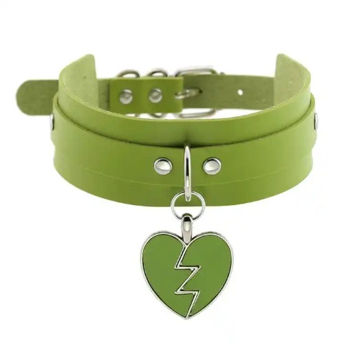 Gothic Punk Heart Choker - Green
