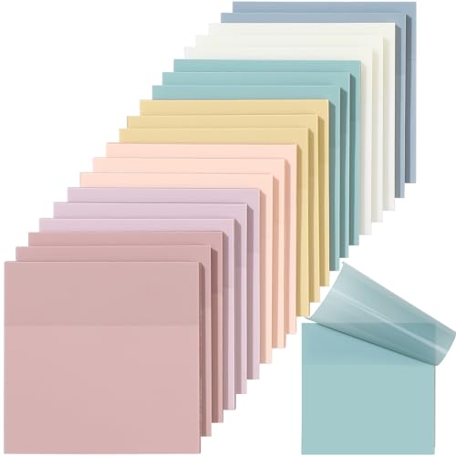 [1000 Sheets] Transparent Sticky Notes, 3x3 inch Pastel Color Clear Sticky Notes, Self-Adhesive Waterproof Translucent Sticky Notes in 7 Vintage Colors for School and Office Supplies, Bible Tabs - Pastel