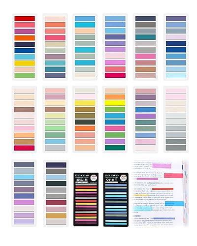 WSCHU 3400Pcs Sticky Tabs Book Tabs, Morandi Translucent Book Markers Sticky Note Tabs,Multi-Colored Writable & Repositionable book annotation tabs, Page Markers, Annotation Supplies - 3400pcs Multi-colored Sticky Tabs