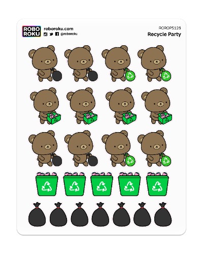 Recycle Party with Puddin' - Planner Stickers