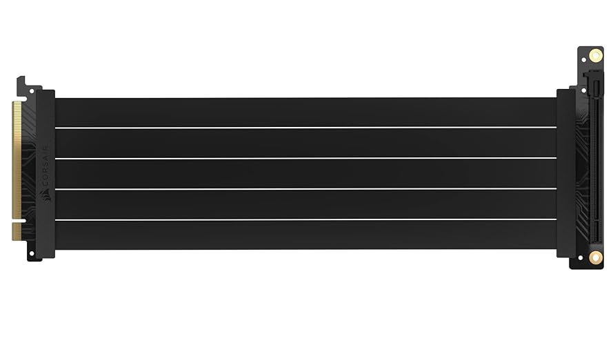 Corsair Premium PCIe 4.0 x16 Extension Cable 300mm - EMI Shielded - 90° Female PCIe Connector - Backwards Compatible with PCIe 3.0 Systems - Black