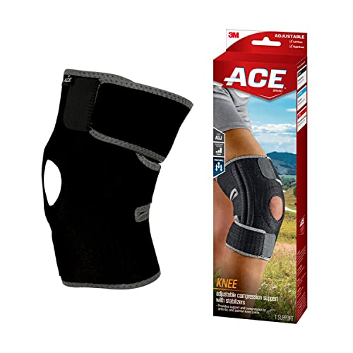 ACE Brand Adjustable Knee Brace, Left or Right, With Dual Side Stabilizers, Provide Support & Compression To Arthritic & Painful Knee Joints, Comfortable & Flexible Design, One Size Fits Most (200290) - Knee Brace with Dual Side Stabilizers