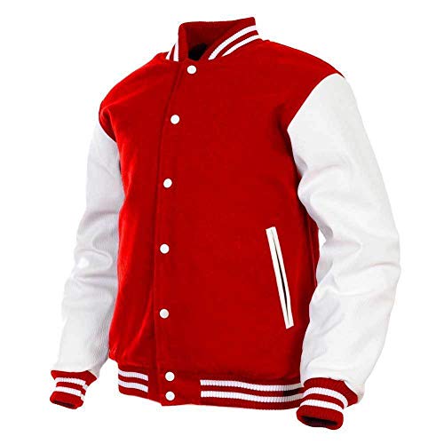 Men's Varsity Jacket Genuine Leather Sleeve and Wool Blend Letterman Boys College Varsity Jackets XXS-5XL - Green(ar-8) X-Large