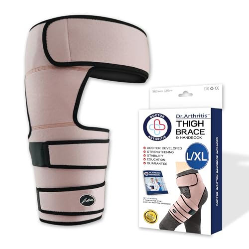 Doctor Developed Hip Brace - Sciatica Pain Relief Brace with Medical Handbook - Hip Brace for Women Men - hamstring compression support wrap for Groin Pull, Hip Pain, Arthritis, Bursitis (L/XL, Pink) - L/XL - Pink Brace