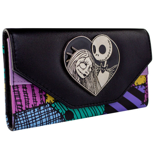 Nightmare Before Christmas Jack Sally Patchwork Coin and Card Purse Black