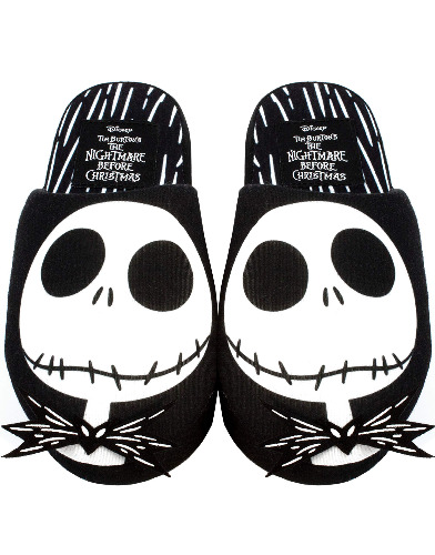 Disney The Nightmare Before Christmas Slippers for Women | Ladies Black & White Jack Skellington House Shoes | Polyester & Slip On with Grip Sole Gifts