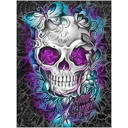 AIRDEA 5D Skull Diamond Painting Kits for Adults DIY Round Diamond Painting Kit Full Drill Butterfly Diamond Art Kits for Kids Diamond Painting by Numbers Art for Home Wall Decor 11.8x15.7in(30x40cm) - Skulll-5