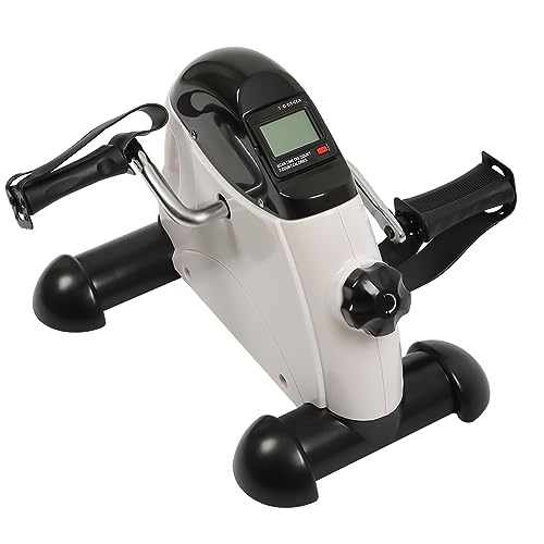 Panana Mini Exercise Bike Under Desk Bike for Arm Leg Training, Pedal Exerciser with LCD Display for Home Gym Office Workout - White