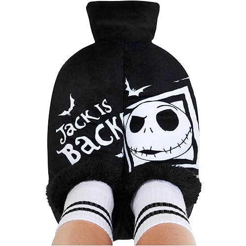 Disney Stitch Hot Water Bottle Slippers Foot Warmer with Plush Fleece Cover 1.8L Heated Foot Muff Cold Feet Arthritis Renauds Muscle Pain Relief Slip On (Black Jack_1800 ML) - Black Jack_1800 ML