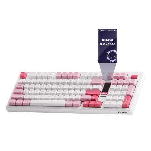 Akko 5098B Wireless Gaming Keyboard with Screen, Prunus Lannesiana Keyboard with Scroll Wheel, Hot-Swappable Mechanical Keyboard with Numberpad, RGB Gasket Keyboard, Piano Pre Lubed Switch - Sakura