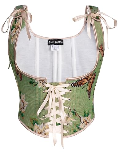 SCARLET DARKNESS Corset Renaissance Crop Top Vintage Encolure Dégagée à Lacets pour Femme Imprimé Floral Rétro Bustier - 36 - Papillon vert.