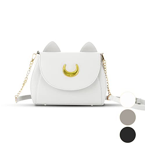 Sac à Main Femme Sac Porté Main Epaule en PU Cuir Kawaii Forme de chat mignon Sacoche Sacs décontractés (Blanc) - Blanc