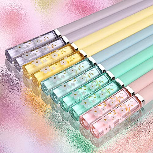 5 Paires Baguette Chinoise Reutilisable Baguette en Fibre de Verre Lavables Baguettes Antidérapantes Sakura Amber Baguettes Chinoises Colorées Famille Multipack (9.5 Inches/24 cm) - Sakura Amber