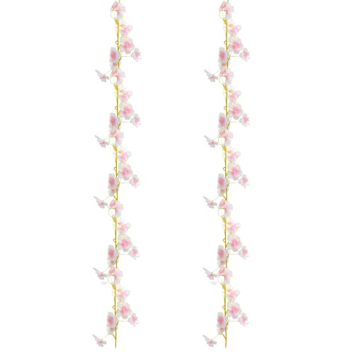 Guirlande de Fleurs Artificielles Vigne Cherry Blossom - 2pcs Vignes Suspendues pour Décoration de Mariage, Maison, Jardin, Fête (Rose, 1.8m)