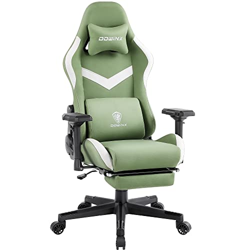 Dowinx Gaming Chair Breathable Fabric Office Chair with Pocket Spring Cushion and 4D Armrest, High Back Ergonomic Computer Chair with Massage Lumbar Support Task Chair with Footrest Green - Green-4d