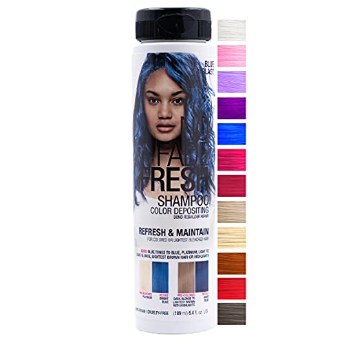 Blue Color Depositing Shampoo - Semi Permanent Hair Color with BondHeal Bond Rebuilder - Blue Hair Dye 6.4 oz - Blue
