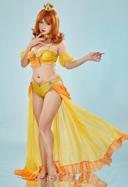 Daisy Sexy Two-Piece Swimsuit Princess Bikini Top and Bottoms Bathing Suit with Wrap Skirt Swimwear