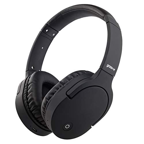 groov-e Zen - Wireless Bluetooth ANC Headphones - Over the Ear Headphone with Active Noise Cancelling, Swivel Design & 10Hrs Audio Playback - Bluetooth & 3.5mm Audio Jack - Black - Black - Zen