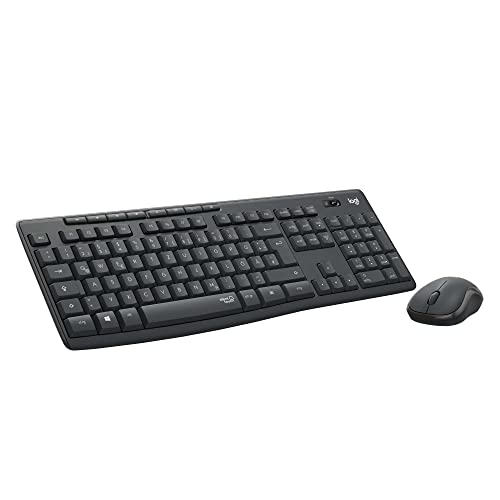 Logitech MK295 kabelloses Tastatur-Maus-Set mit SilentTouch-Technologie, Shortcut-Tasten, optischer Spurführung, Nano USB-Empfänger, verzögerungsfreier Drahtlosverbindung, QWERTZ layout - Graphit - Schwarz - MK295