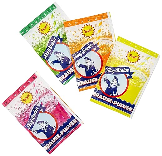 Ahoj-Brause -Pulver – prickelnde süß-saure in Pulverform, fruchtige zum Naschen oder zum Auflösen im Wasser, vegan, Vorrats-Box im großen 580 g Eimer, Himbeere, Orange, Zitrone oder Waldmeister - Himbeere, Orange, Zitrone oder Waldmeister - 580 g (1er Pack)