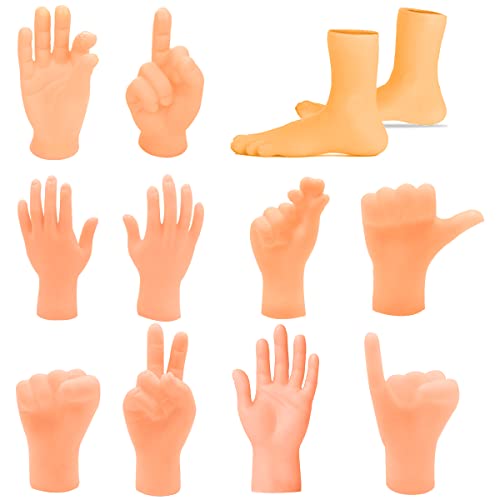12 Stück Kleine Hände Fingerpuppe, Mini Hände für Finger, Winzige Hände Fingerpuppe Set, Gummi Lustige Mini hände, Lustiges Spielzeug Tiny Hands Set für Haustiere, Kinder, Spielparty