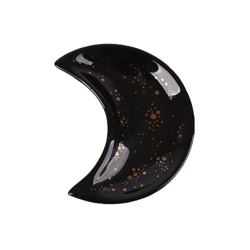 Crescent Moon Ceramic Jewelry Valet Dish - Black
