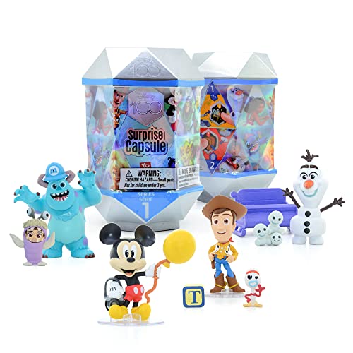 YuMe Official Disney 100 Surprise Mystery Capsules Blind Box with Rare Disney and Pixar Figurines Vinyl Characters, for Disney Lovers - Series 1 Blind Bag Surprise Toys, 2-Pack - 2 Pack