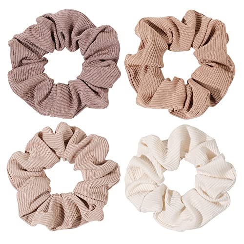 Scrunchies for Women's Hair Scrunchies, for Girls Big Cotton Scrunchies Both for Thick Hair or Thin Hair Curl Hair No Crease Ponytail Holder No Hurt Your Hair - Brown Serice
