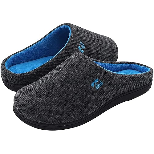 RockDove Men's Original Two-Tone Memory Foam Slipper - 10.5 - Dark Grey/Blue
