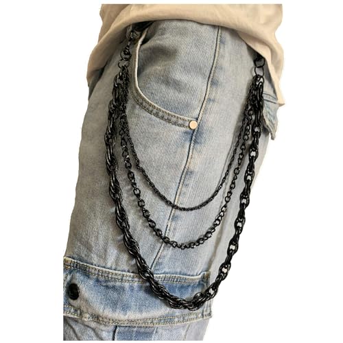 PINKPIN Pants Chain for Men Long Biker Keychain Jean Wallet Chain Hip Hop Punk Jeans Chain for Men Women Goth Chain - Black