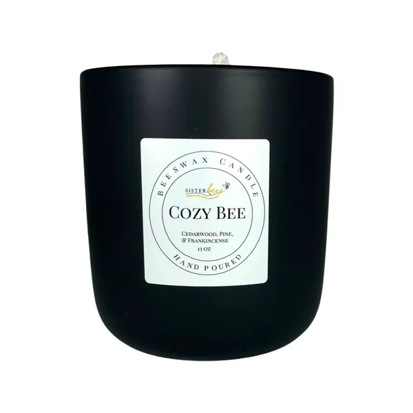 Cozy Bee Beeswax Candle - Farmhouse Style Glass Jar by Sister Bees