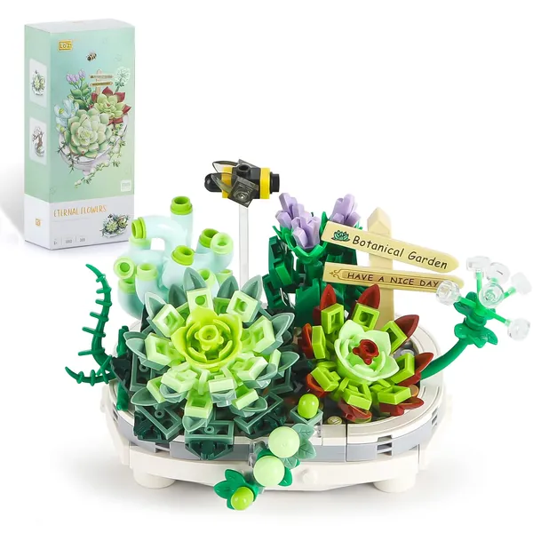QLT Mini Bricks Bonsai Model Creative DIY Simulation Mini Particle Flower Botanical Collection Construction Building Toy(Not Compatible with Lego Set ) - Succulent Mini Bricks