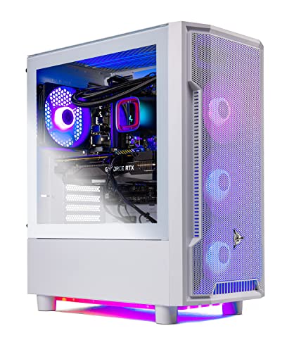 Skytech Gaming Archangel Gaming PC Desktop – Intel Core i7 12700F 2.1 GHz, NVIDIA RTX 4060, 1TB NVME SSD, 16GB DDR4 RAM 3200, 600W Gold PSU, 240mm AIO, 11AC Wi-Fi, Windows 11 Home 64-bi,White - PC - 12700F | 4060