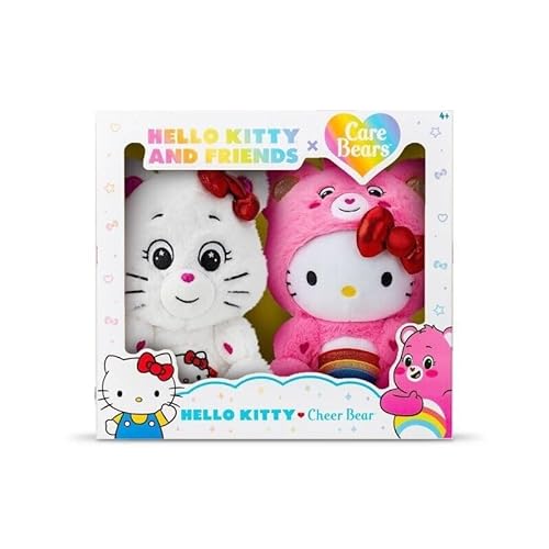 Care Bears Hello Kitty Loves Cheer Bear 10" Collectible Plush 2-Pack - Soft, Huggable Material!