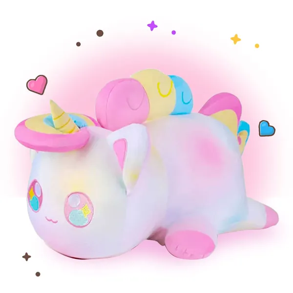 Cute Cat Stuffed Animal Plush,Soft Meemeows Cat Plush Doll Birthday, Party Gift for Kids Girlfriend and Sisters (Unicorn Cat)