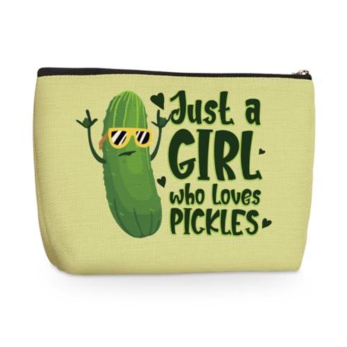 Cute Pickles Makeup Bag Pickle Gifts Cosmetic Travel Bag Pickle Accessories Decor Stuff for Vegetable Pickle Lovers Women Girls Sister Best Friend Mom Chef Funny Skincare Bag for Christmas Birthday - Multicolor15