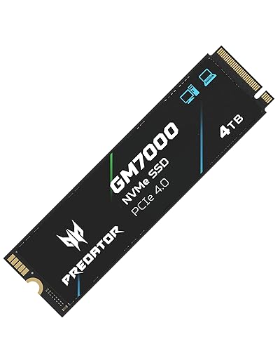 Predator M.2 SSD 4TB GM7000 with DRAM Cache NVMe 1.4 2280 PCIe Gen4×4 Ultra high Speed (Maximum Read: 7400MB/s, max Write: 6700MB/s) 3D NAND TLC Internal SSD Compatible with PS5 Pro - BL.9BWWR.107 - 4TB
