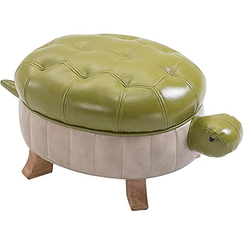 Kelendle Animal Footstool Turtle Upholstered Ottoman PU Leather Pouf Wood Foot Stool Rest for Living Room Bedroom Sofa Bench Seat Chair, Grass Green, Large - Large - Grass Green