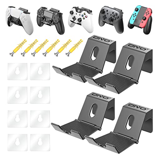 OIVO Controller Wall Mount Holder for PS3/PS4/PS5/Xbox 360/Xbox One/S/X/Elite/Series S/Series X Controller, Pro Controller, Upgraded Adjustable Wall Mount for Video Game Controller&Headphones- 4 Pack - 4 Packs