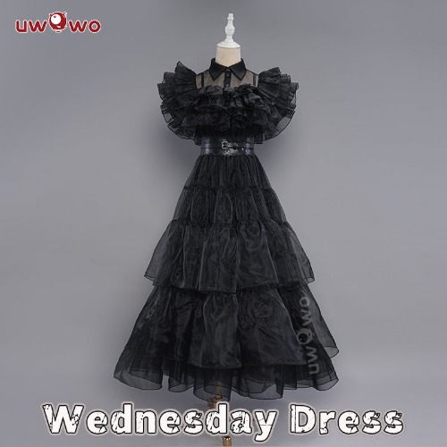 【In Stock】Uwowo Wednesday Addams Rave‘N Dance Black Gothic Prom Dress Cosplay Costume | Dress / L
