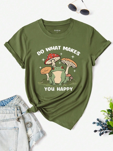 Maglietta rana con stampa funghi
