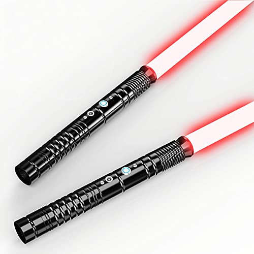 Lorsaberus Light Saber, 2-in-1 RGB FX Dueling Lightsaber for Kids, Premium Aluminium Alloy Hilt Dual Light Sabers with 12 Colors 3 Sound Modes Changeable for Children's Day Gifts, 2 Pack - Black