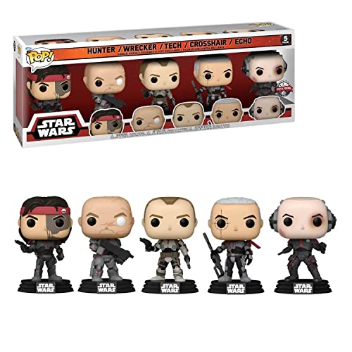 Funko Pop! Star Wars Hunter | Wrecker | Tech | Crossair | Echo (The Bad Batch) Pack-5 | 57263