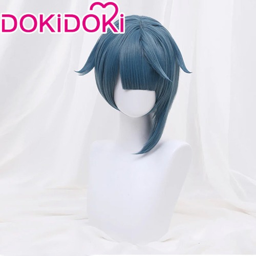 【Wig Ready For Ship】DokiDoki Game Genshin Impact Cosplay  Xingqiu  Wig Xing Qiu Short Blue / Earring | Xingqiu Wig Only-Ready For Ship