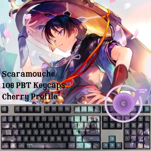 Genshin Impact Scaramouche 108 Key Caps PBT DYE Sublimation Cherry MX Cross Axis Switch Keycap