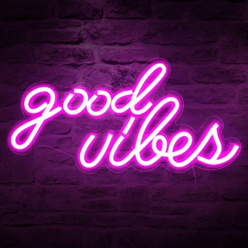Good Vibes Neon Sign for Wall Decor，Powered by USB Neon Light for Bedroom Decor, Pink Color,16.1"x 8.3"x 0.6"