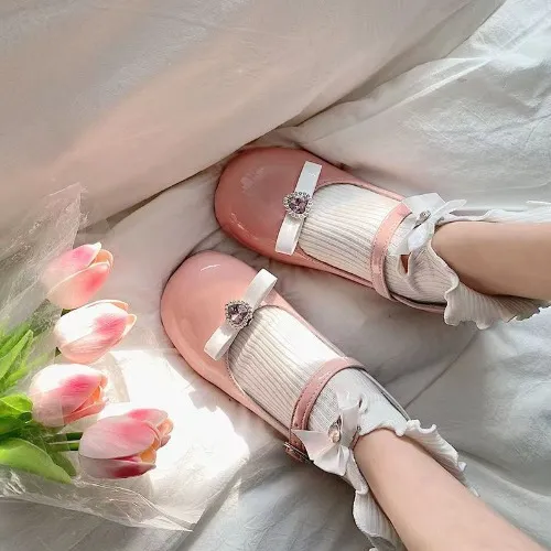 New women's Lolita/Jk small leather shoes with gradient color light cut thick heels and high heels