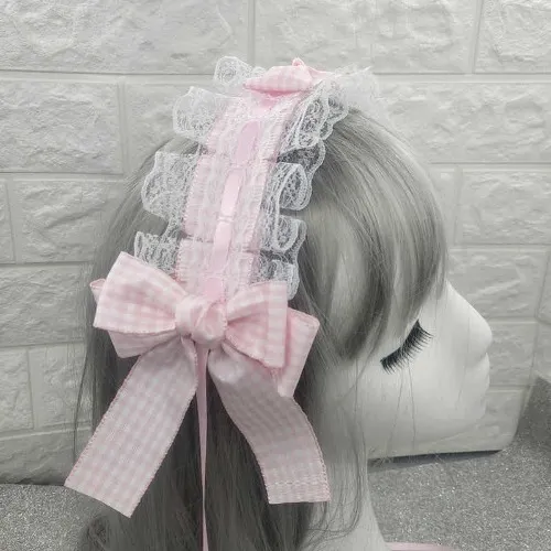 Japanese Soft Adorable Lolita Lace Maid Headband Bow knot Diy Headband